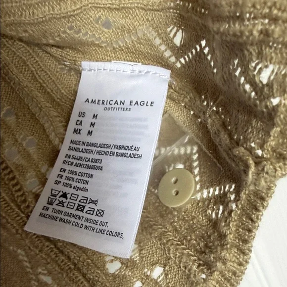 American Eagle Beige Scalloped Knit Top size M - Picture 4 of 7